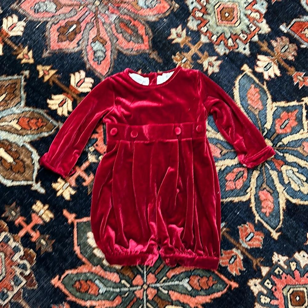 Elfie London long sleeved red velvet onesie